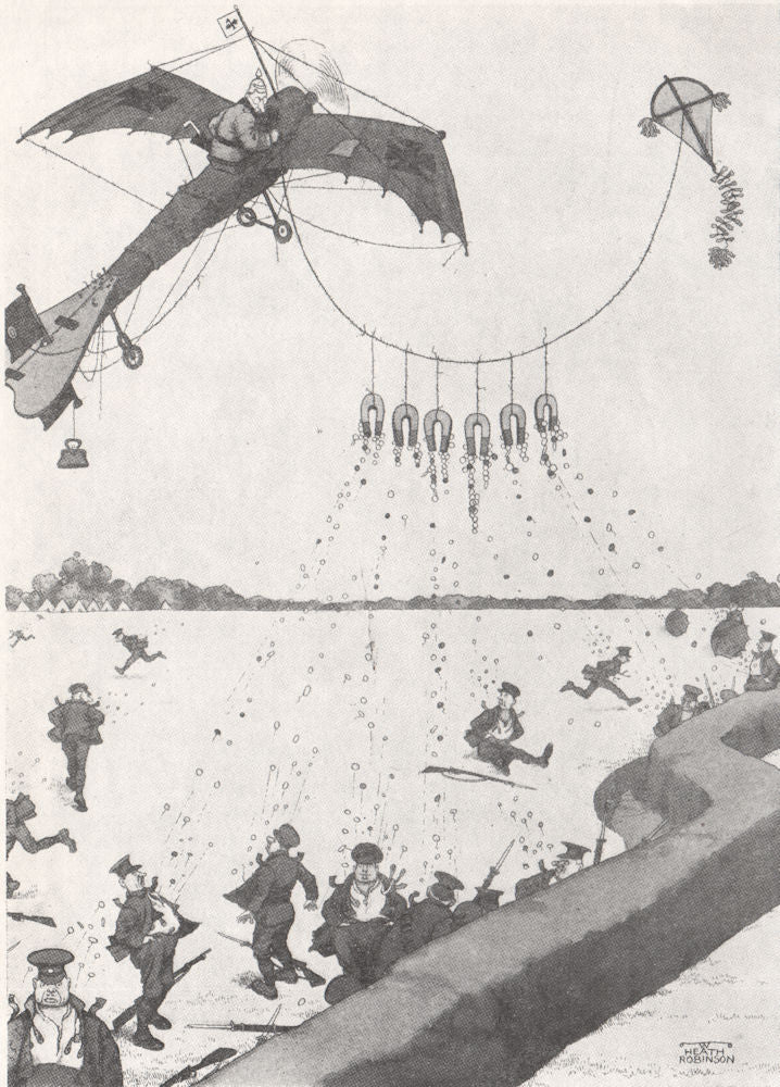 HEATH ROBINSON. Hague convention defied. Button Magnets. First World War 1973